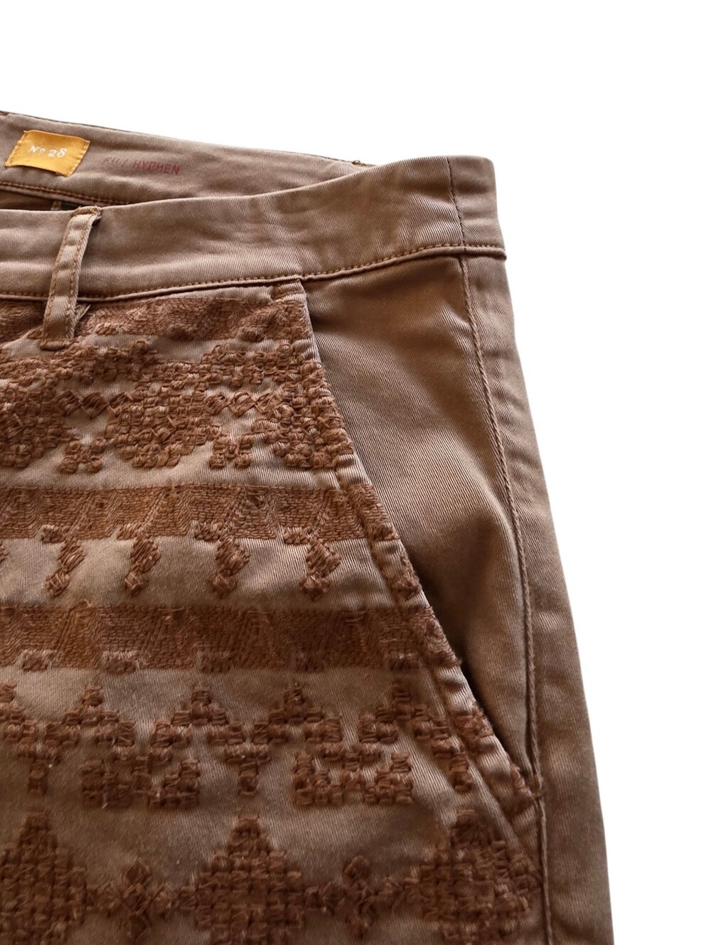 Pilcro and the Letterpress Embroidered Brown/Tan Cotton Shorts Size 28' - Picture 7 of 14